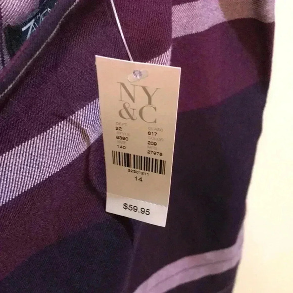 NWT 7th AVENUE DESIGN STUDIO/NEW YORK & COMPANY PURPLE STRIPED PENCIL SKIRT-14 - Picture 3 of 8